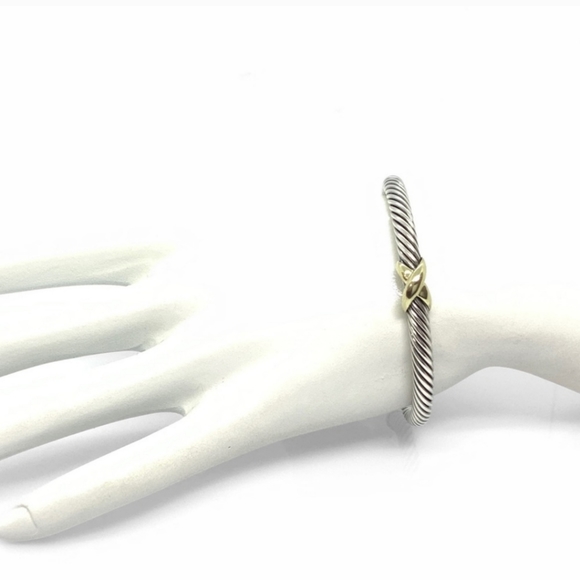 💎David Yurman 925 & 14k gold 5mm Signature X Cable Bracelet. - Picture 8 of 14